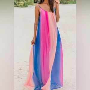 NWOT Pink Lily OCEANS OF LOVE MAGENTA OMBRE MAXI DRESS